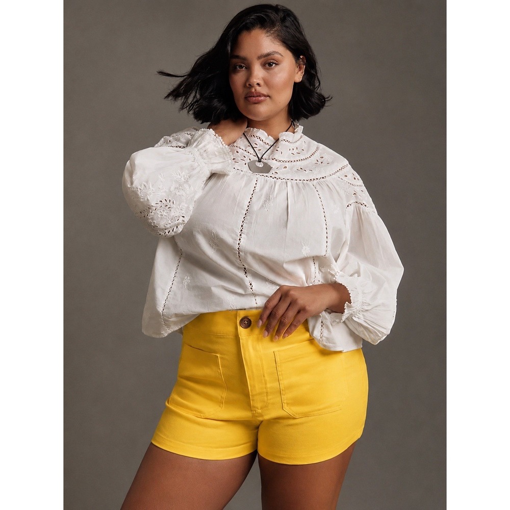 Maeve The Colette Linen Shorts Edition Yellow Plus Size 24W NWT Anthropologie